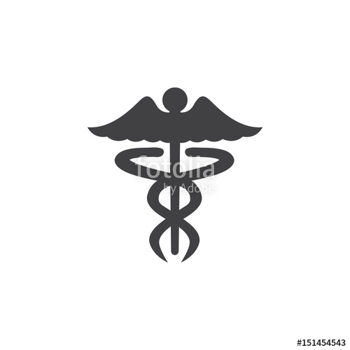 500x500 Caduceus Icon In Black On A White Background Vector Illustration