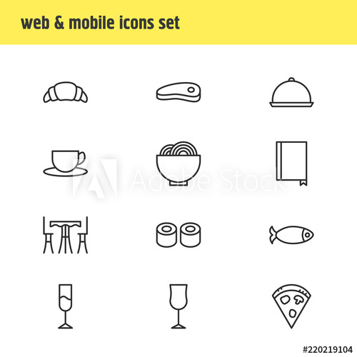 500x500 Vector Illustration Of Cafe Icons Line Style Editable Set