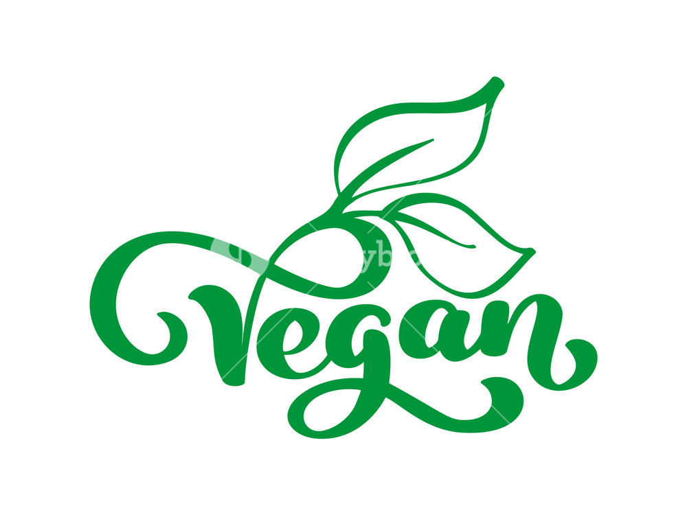 1000x750 Vegan Vector Illustration Logo, Food Design Handwritten Lettering