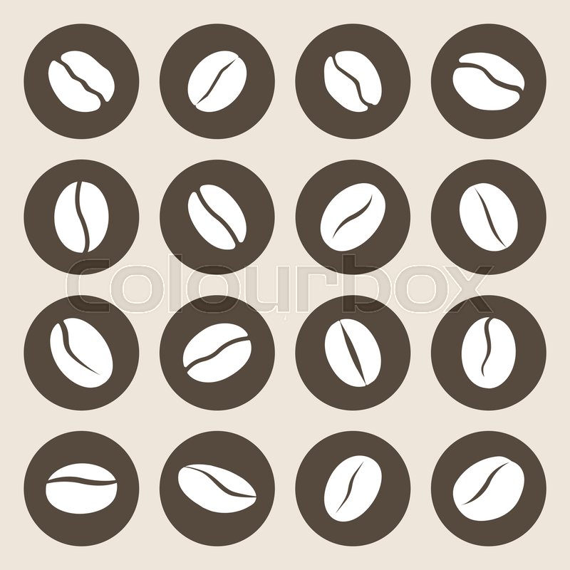 800x800 Coffee Beans Flat Icon Set, Caffeine Stock Vector Colourbox