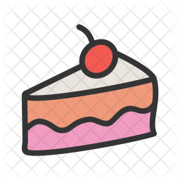 256x256 Cake Slice Icon Of Colored Outline Style