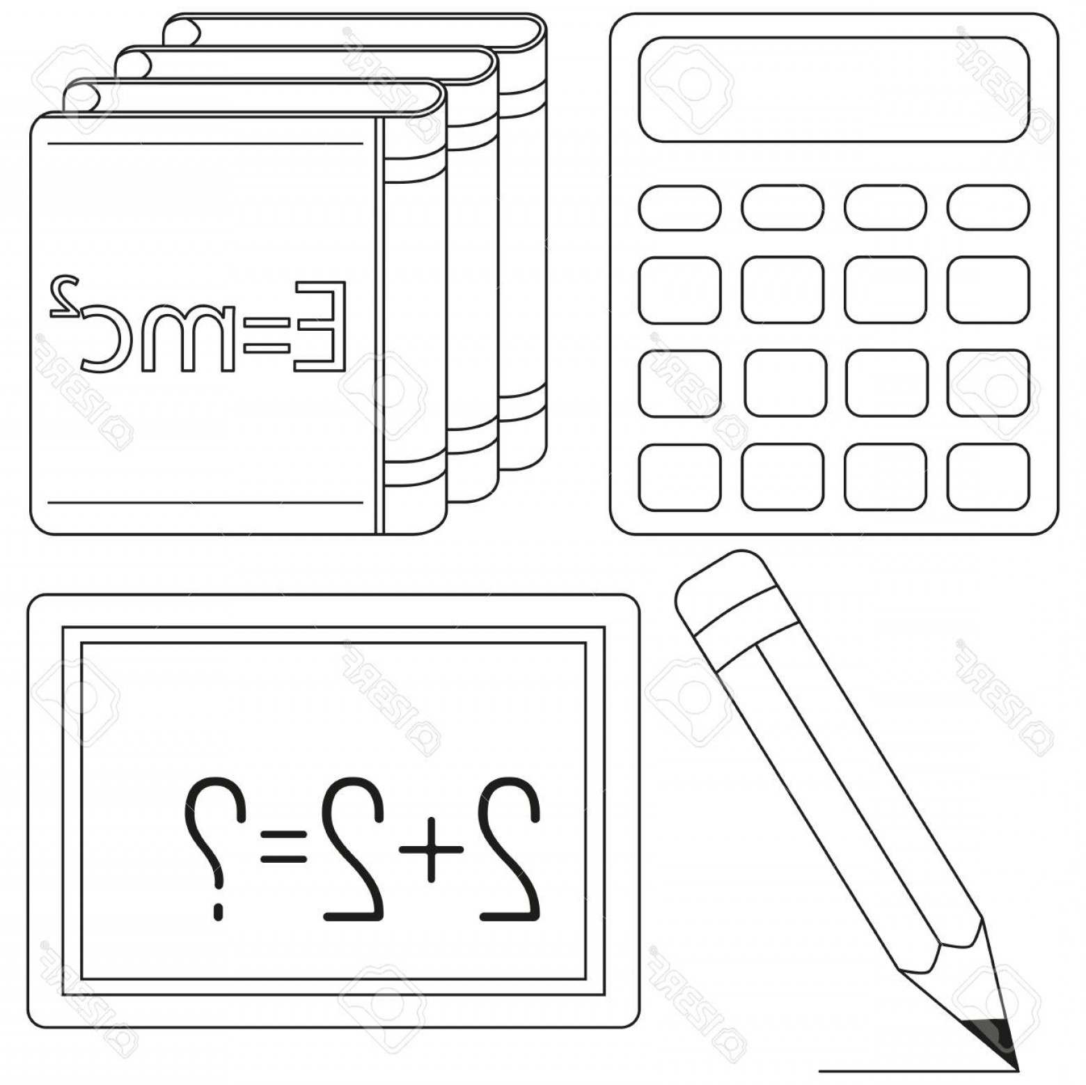 1560x1558 Photostock Vector Calculus And Physics Study Icon Set Line Art