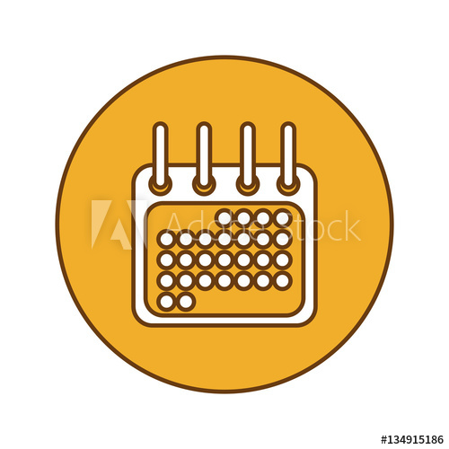 500x500 Orange Symbol Calendar Button Icon Design, Vector Illustration