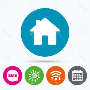 300x300 Photostock Vector Wifi Sms And Calendar Icons Home Sign Icon Main