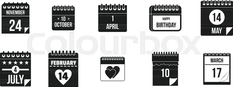 800x300 Calendar Date Icon Set Simple Set Of Stock Vector Colourbox