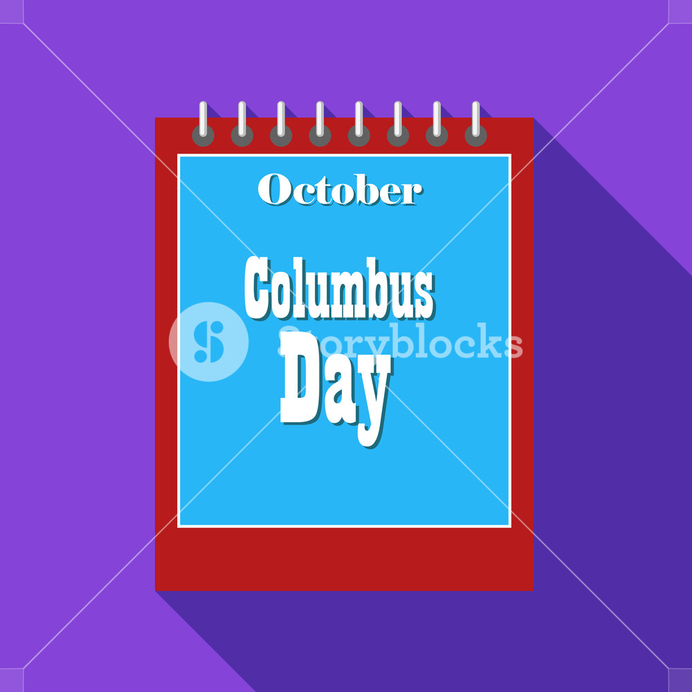 1000x1000 Calendar October Of Columbus Day Icon In Flat Style With Long