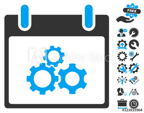 500x394 Mechanics Gears Calendar Day Icon With Bonus Tools Graphic Icons