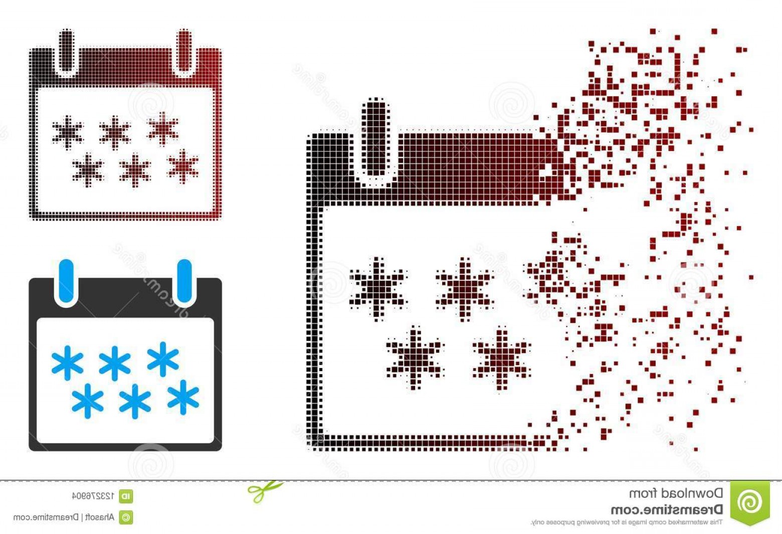 1560x1065 Vector Snow Calendar Day Icon Dispersed Pixelated Halftone