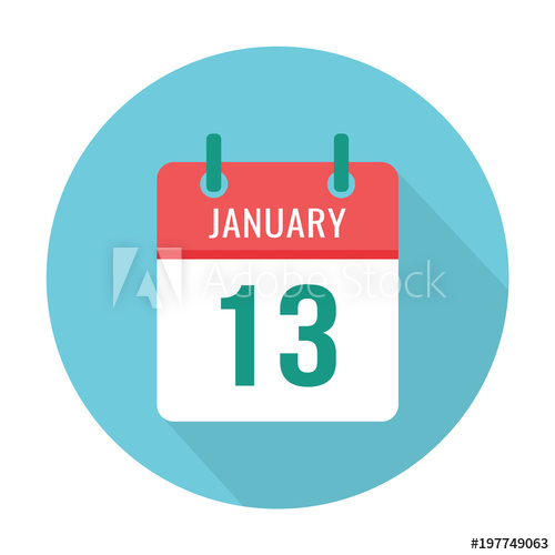 500x500 January Calendar Flat Icon Reminder Wall Round Blue And Red