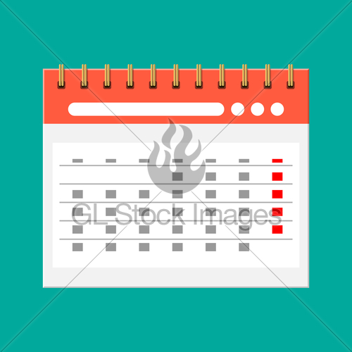 500x500 Paper Spiral Wall Calendar Calendar Flat Icon Gl Stock Images