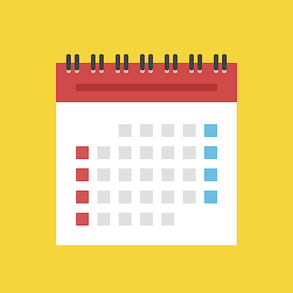 600x600 Calendar Flat Icon Us Version Vector Illustration