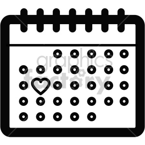 300x300 Black And White Calendar Icon For Valentines Day Clipart Royalty