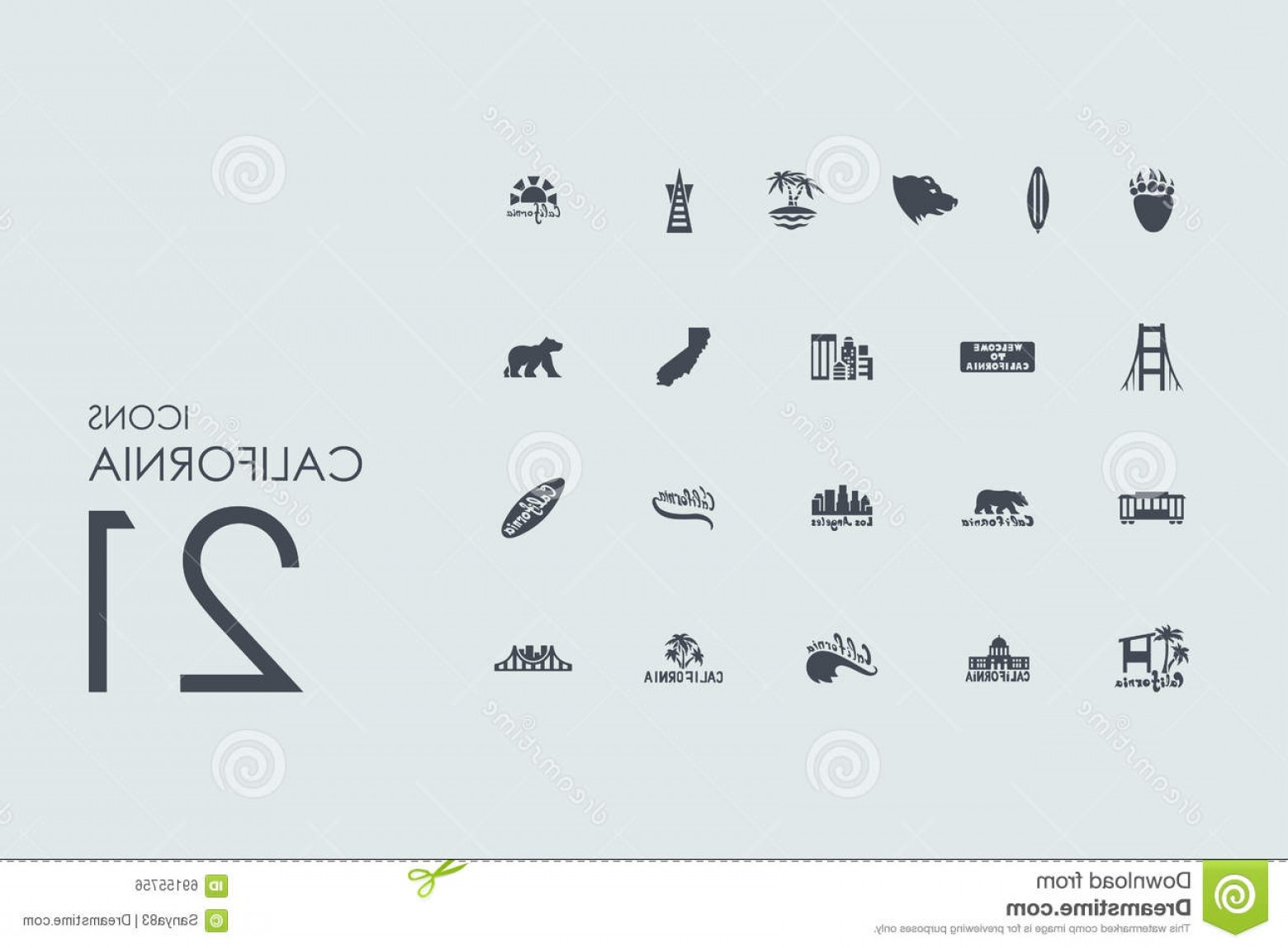 1560x1148 Stock Illustration Set California Icons Vector Modern Simple Image