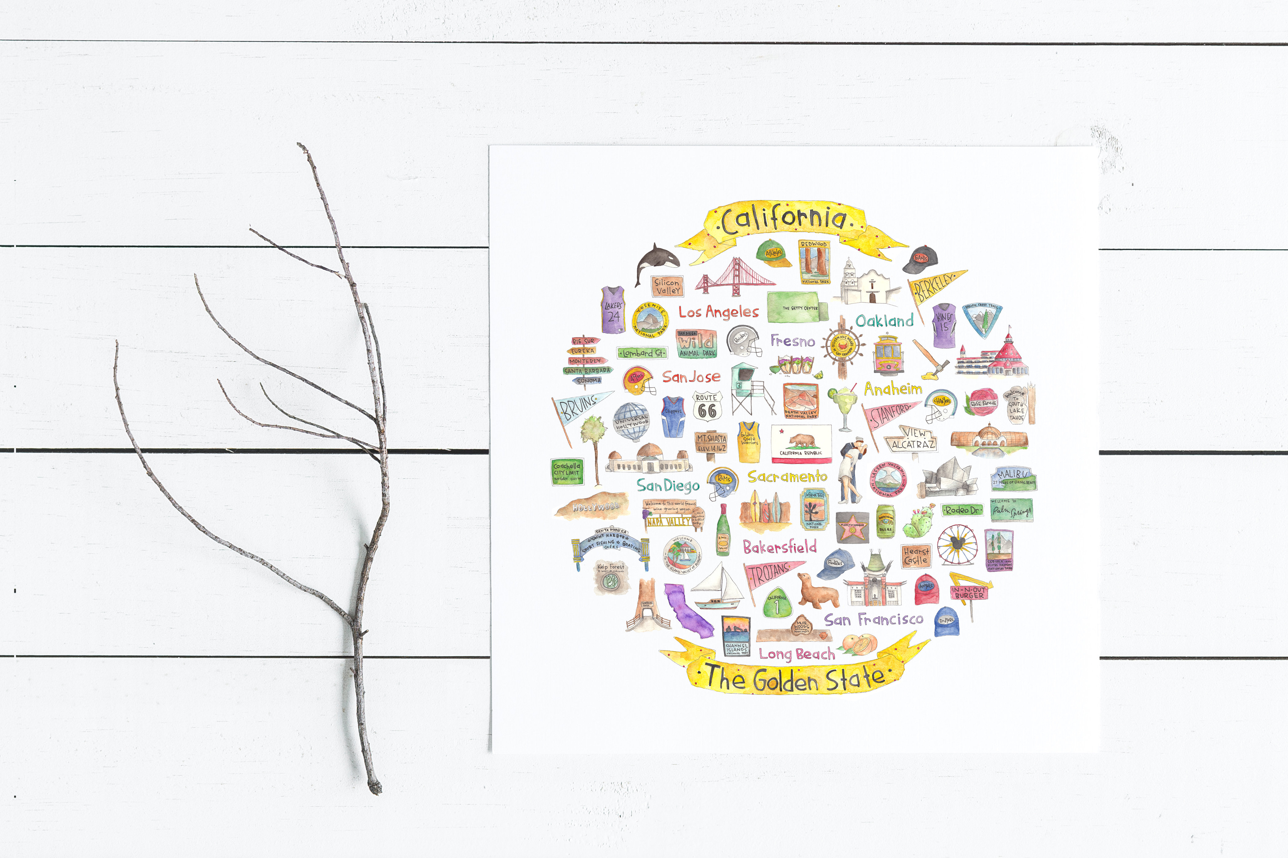 4196x2797 California Icon Watercolor