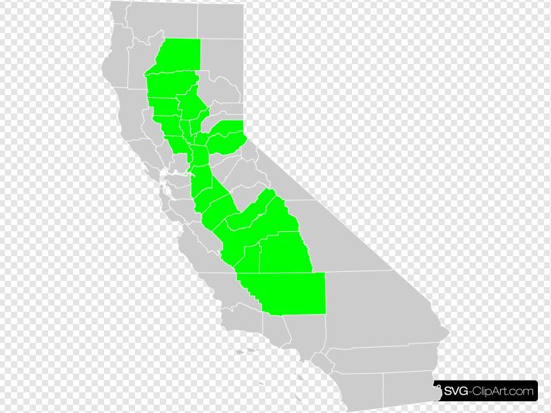800x600 California Central Valley County Map Clip Art, Icon