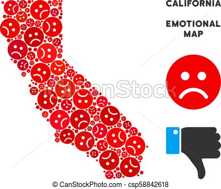 450x384 Vector Emotional California Map Collage Of Sad Emojis Sorrow