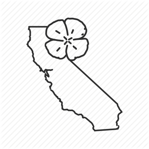 512x512 Borders, California, Map, State, State Flower, State Symbol, Usa Icon