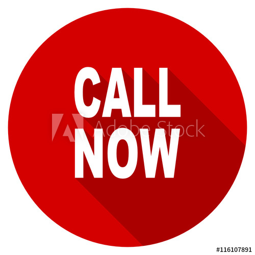 500x500 Flat Design Red Round Call Now Vector Icon