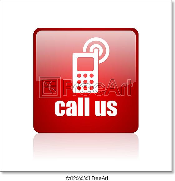 561x581 Free Art Print Of Call Us Red Square Glossy Web Icon On White