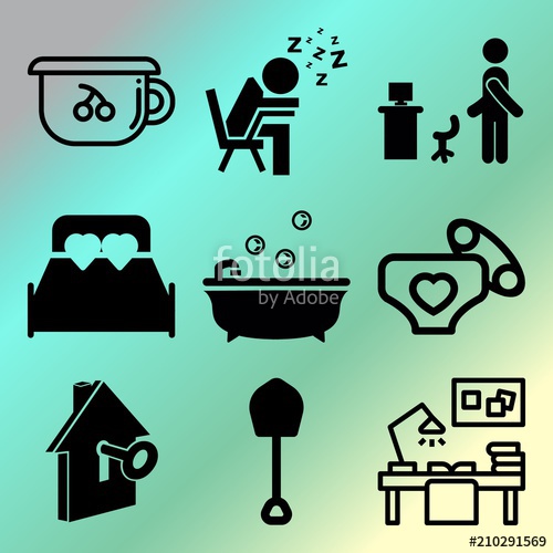 500x500 Vector Icon Set About Home With Icons Related To Sleeping, Calm