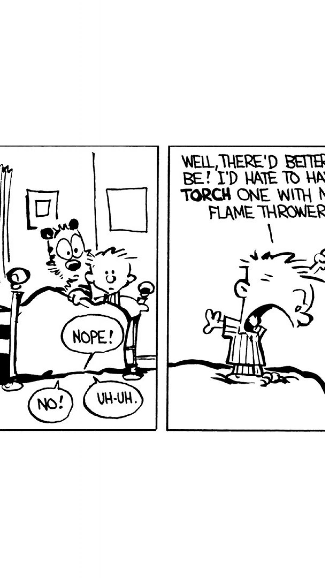 1080x1920 White Comics Calvin Hobbes Comic Strip Wallpaper