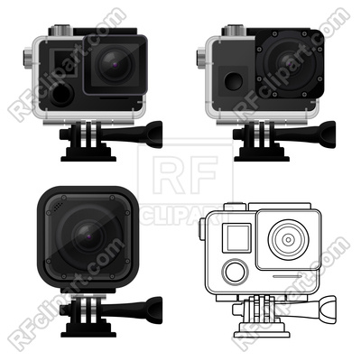 400x400 Set Of Action Camera Icons In Waterproof Case