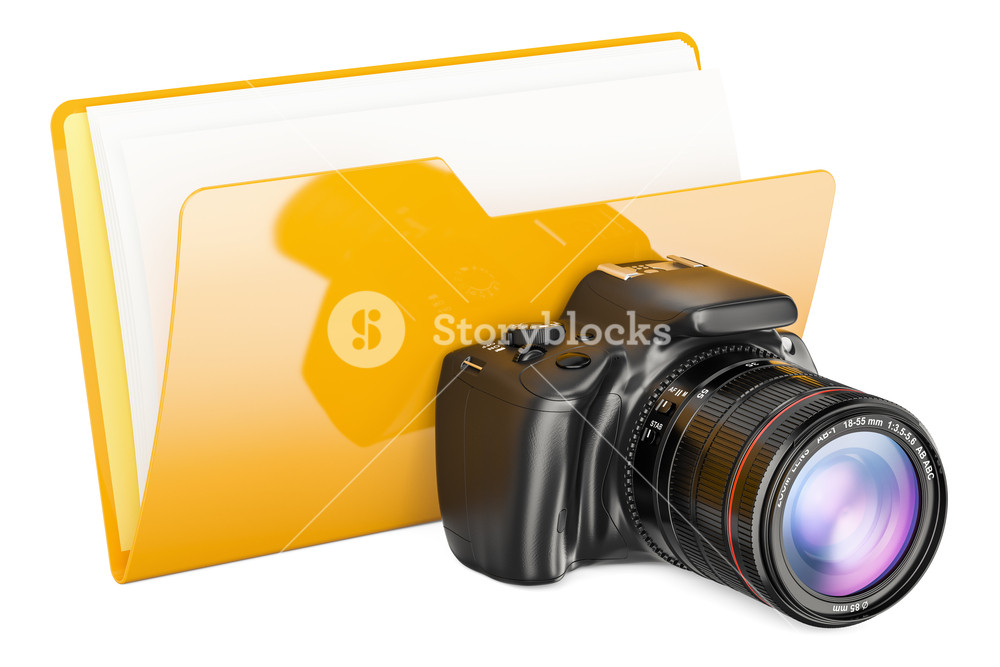 1000x667 Computer Folder Icon With Digital Camera, Rendering Isolated