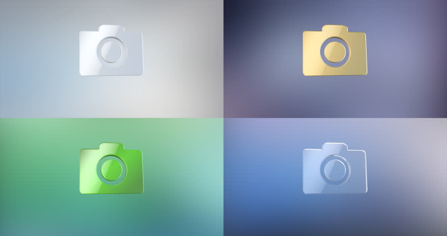 910x480 Animated Photo Camera Icon Stock Footage Video
