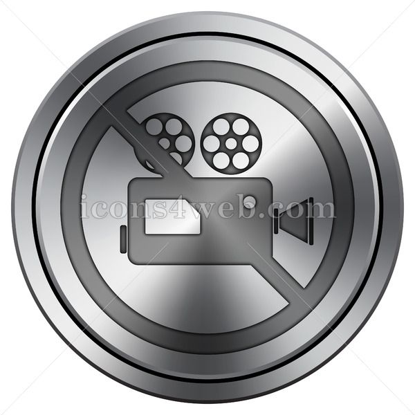 600x600 Forbidden Video Camera Icon Round Icon Imitating Metal