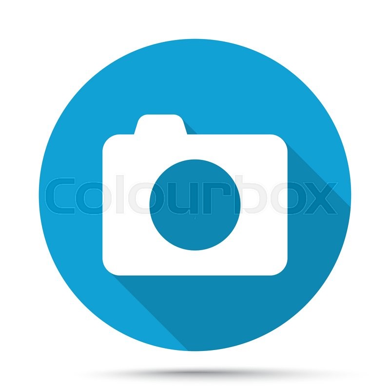 800x800 White Camera Icon On Blue Button Stock Vector Colourbox