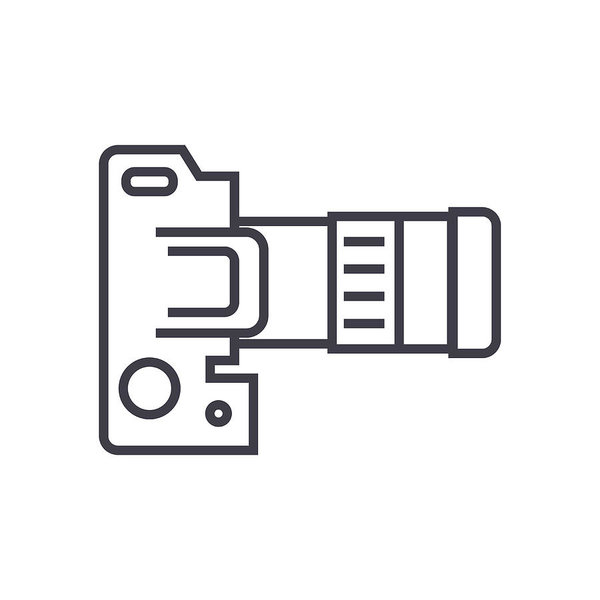 600x600 Camera Dslr, Top View Vector Line Icon, Sign, Illustration