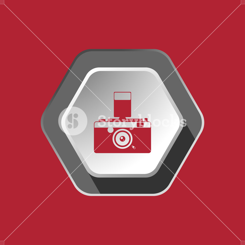 Vector Flat Icon Of Red Vintage Camera Silhouette With Flash 1000x1000 Vector Flat Icon Of Red Vintage Camera Silhouette With Flash