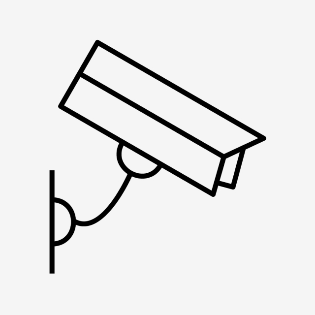 640x640 Cctv Camera Line Black Icon, Cctv Camera, Camera, Cctv Png