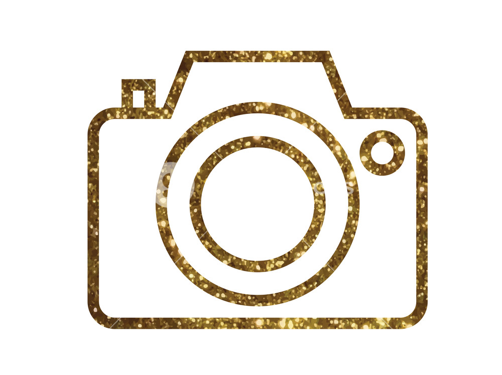 1000x747 The Isolated Golden Glitter Vector Colorful Camera Line Icon