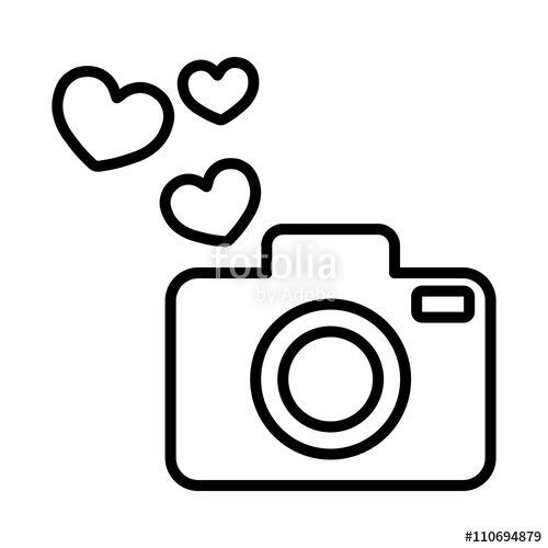 500x500 Camera Photography With Hearts Thin Line Icon Stock Image