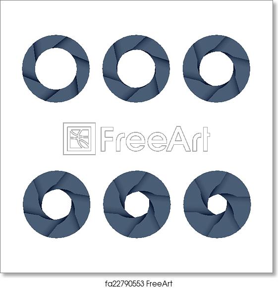 561x581 Free Art Print Of Set Of Black Camera Shutter Icons On White
