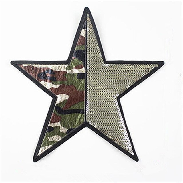 640x640 Fashion Sequins Icon Star Camouflage Patches For Clothing
