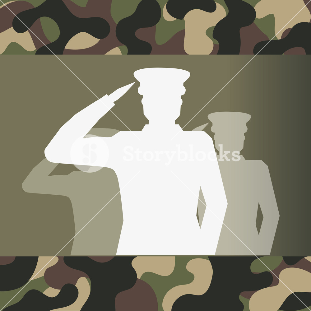 1000x1000 Military Officer Silhouette And Camouflage Icon Cartoon Vector