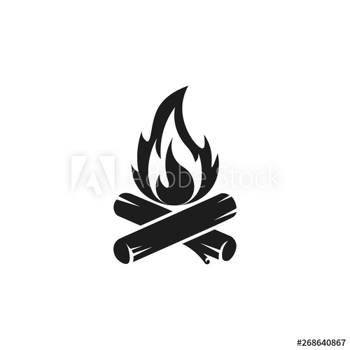 500x500 Camp Fire Icon Bonfire Burning On Firewood Sign Vector