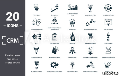 500x316 Crm Icon Set Contain Filled Flat Campaign Management, Closed Sale