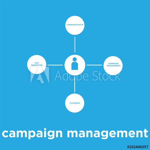 500x500 Campaign Management Icon Isolated On Blue Background