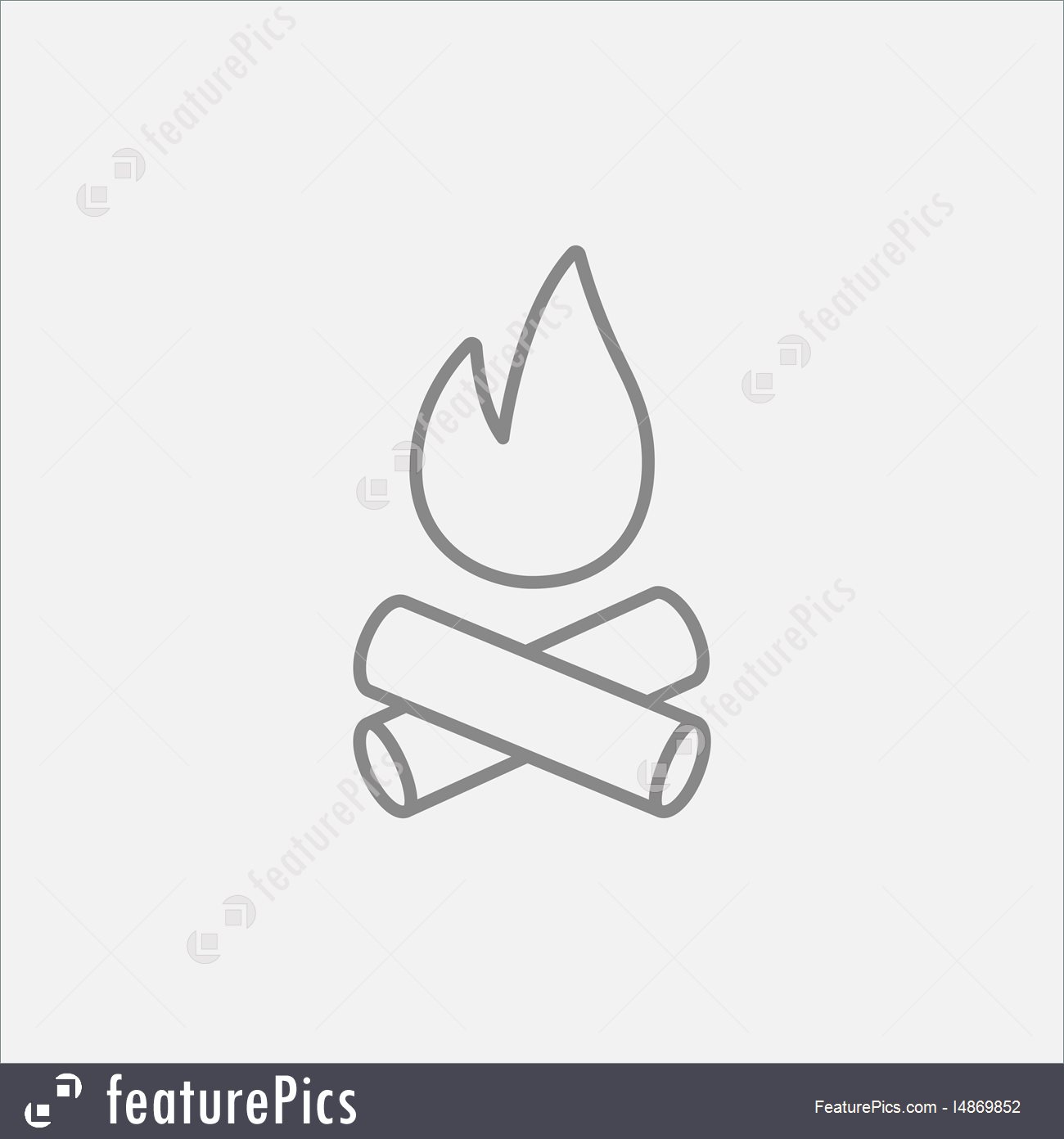 1300x1392 Campfire Line Icon Stock Illustration
