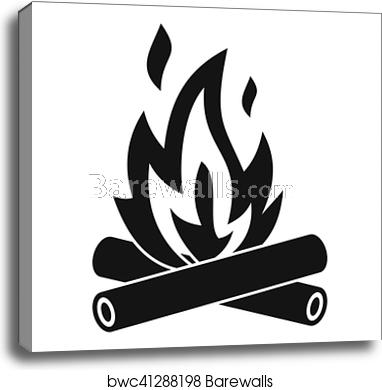 382x390 Campfire Icon, Simple Style, Canvas Print Barewalls Posters