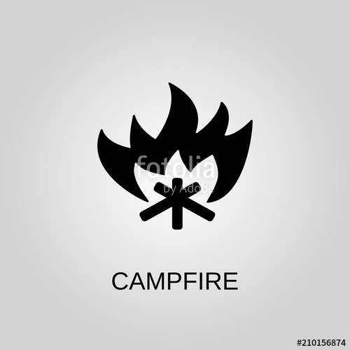 500x500 Campfire Icon Campfire Symbol Flat Design Stock