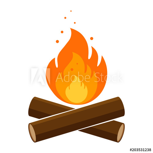 500x500 Simple, Flat Campfire Icon Isolated On White