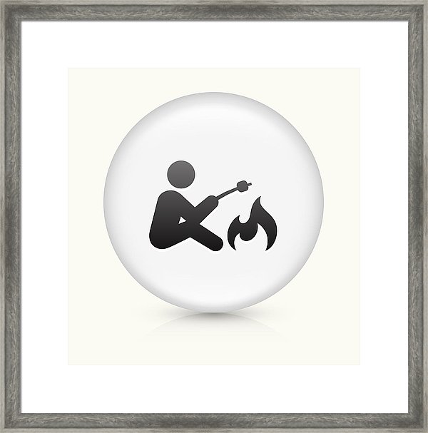 600x607 Campfire Icon On White Round Vector Button Framed Print