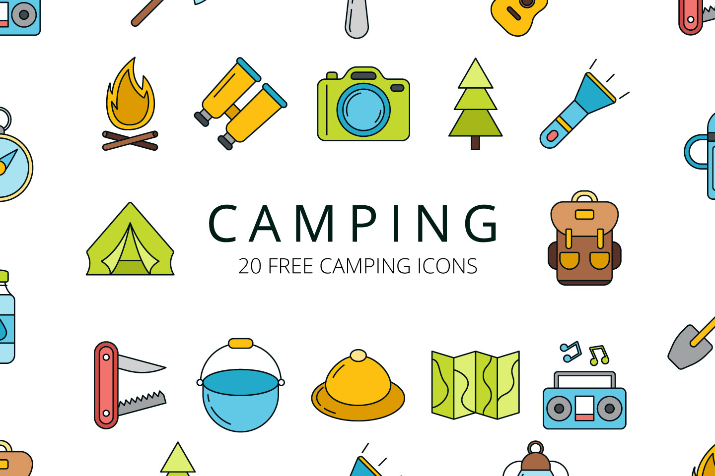 1440x960 Camping Vector Free Icon Set