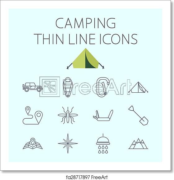561x581 Free Art Print Of Camping Related Flat Vector Icon Set Camping