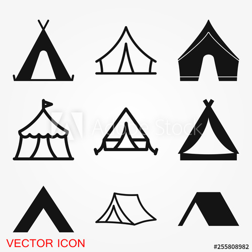 500x500 Camping Tent Icon Vector Sign Symbol For Design