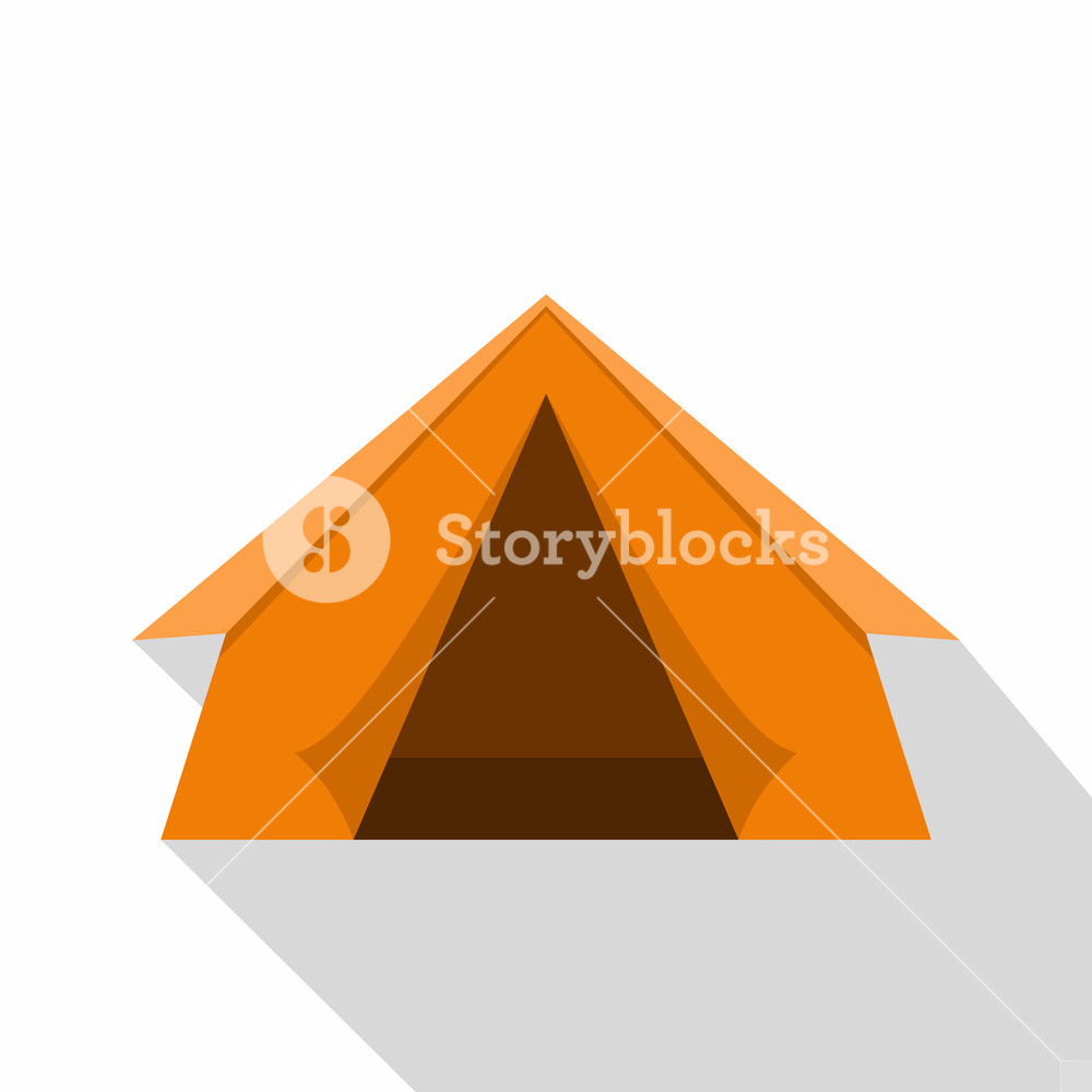 1000x1000 Orange Touristic Camping Tent Icon Flat Illustration Of Orange